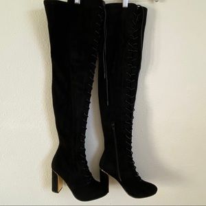 wild diva over the knee lace up boots size 6
